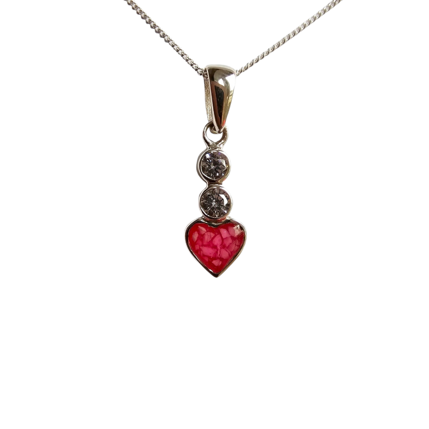 Heart Double CZ Drop Pendant Angel's Memorial Jewellery
