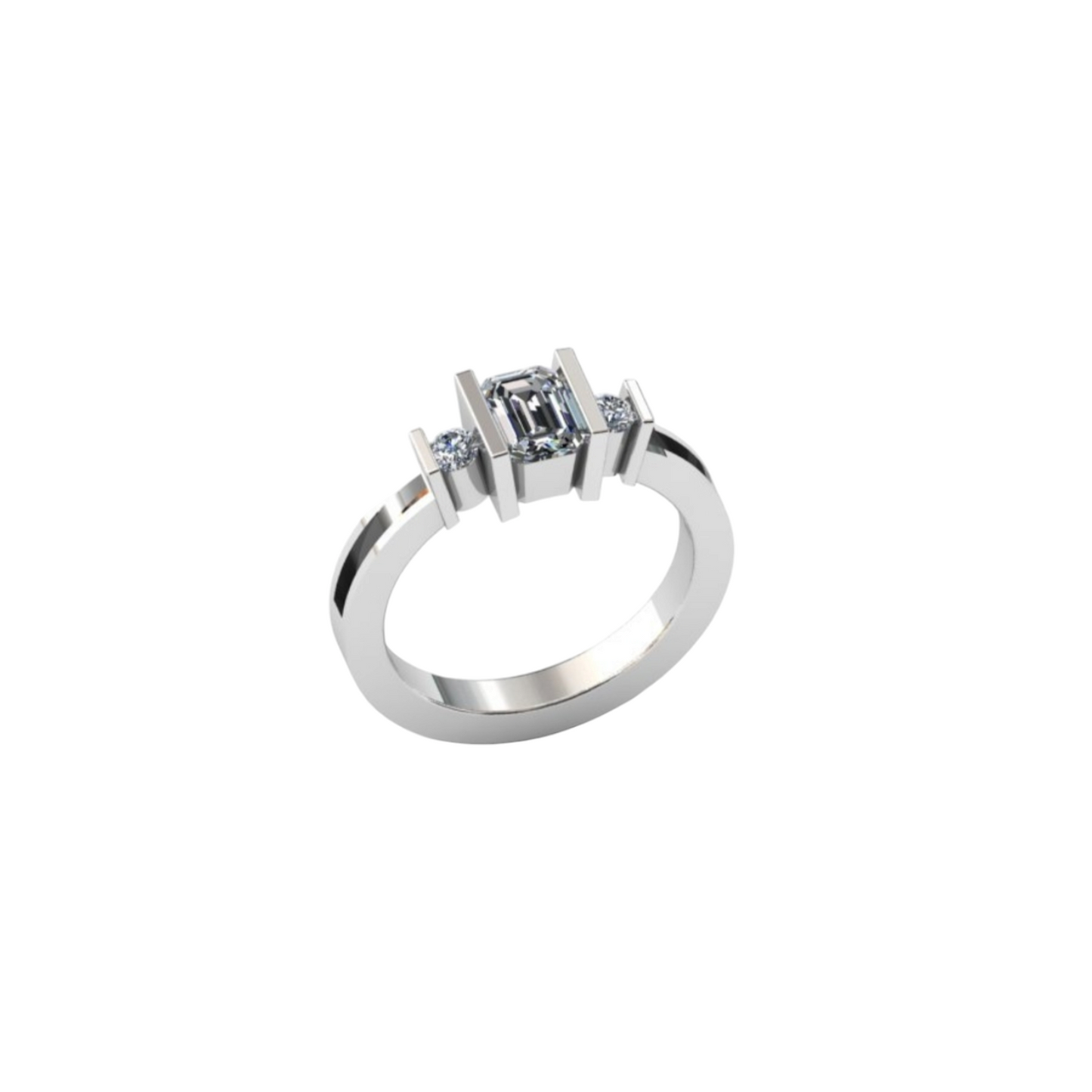 Rectangular Cz Hollow Channel Ring Angel's Memorial Jewellery ashes fur hair breastmilk