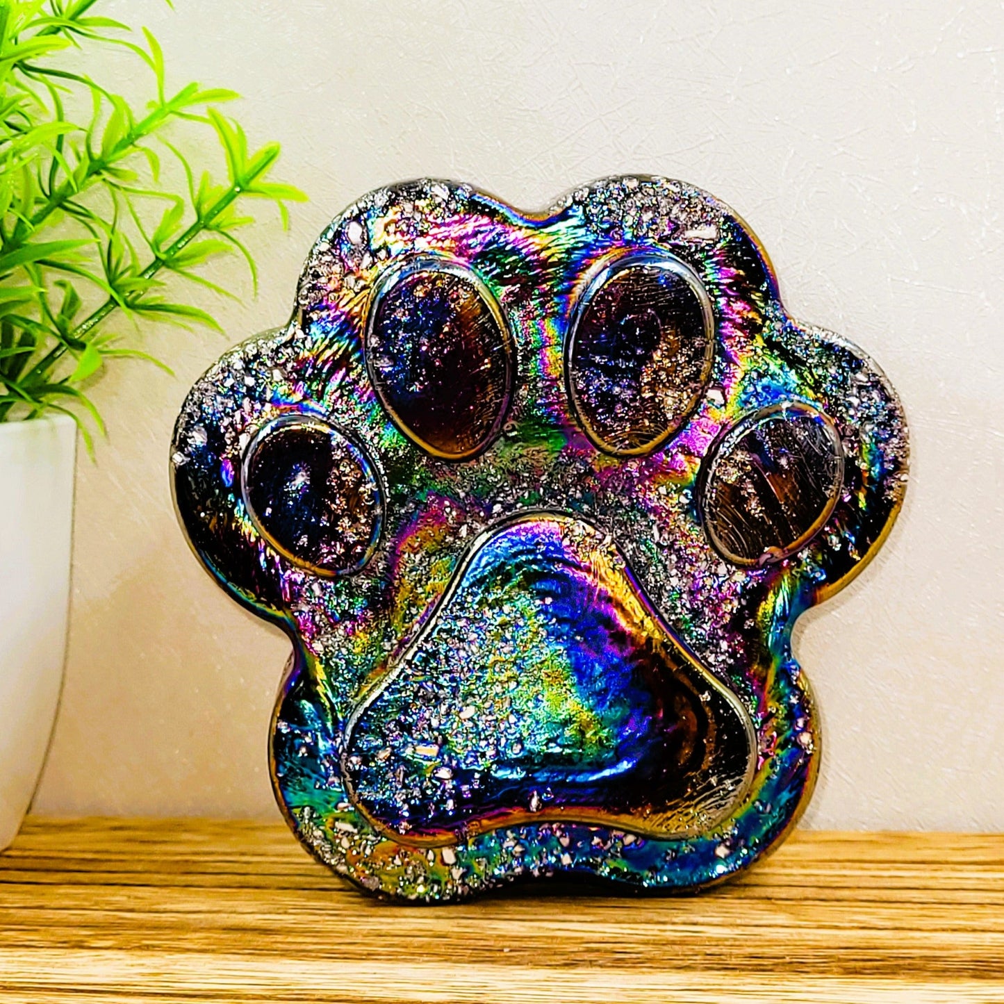 Ashes in glass pet memorial paw print