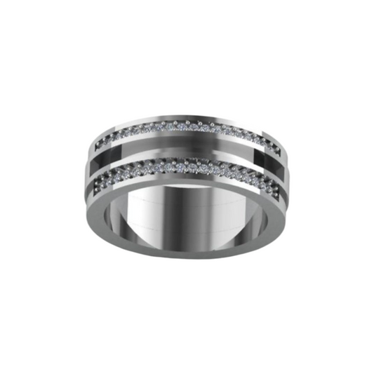 7mm Double Cz Half Channel Bezel Ring Angel's Memorial Jewellery ashes hair fur