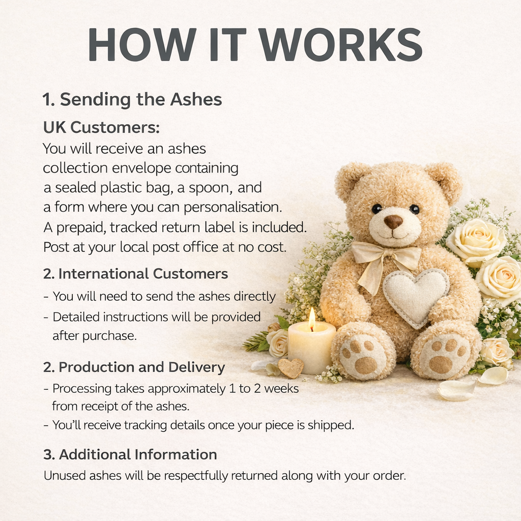 ASHES IN GLASS Memorial Teddy Bear