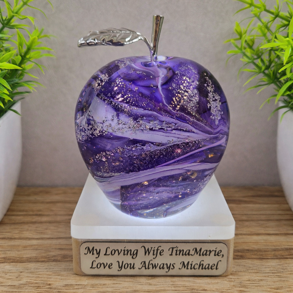 Ashes in glass large cremation apple/pear