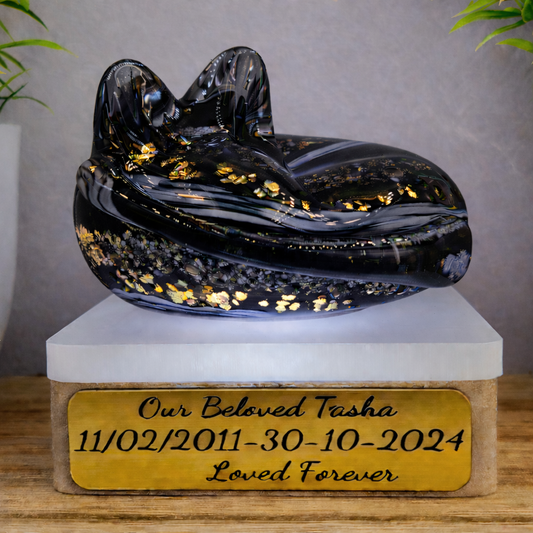 Ashes in glass memorial large cat