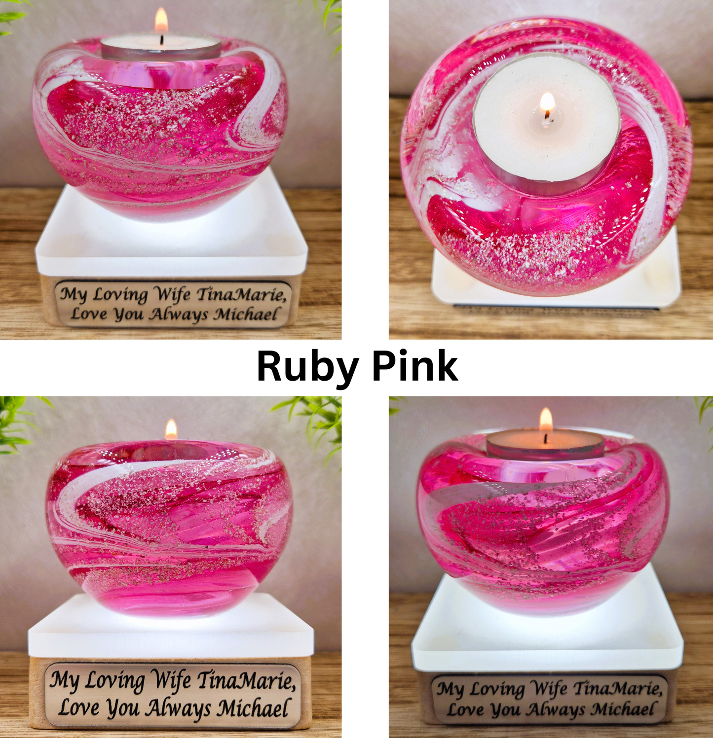 Ashes in glass memorial tealight