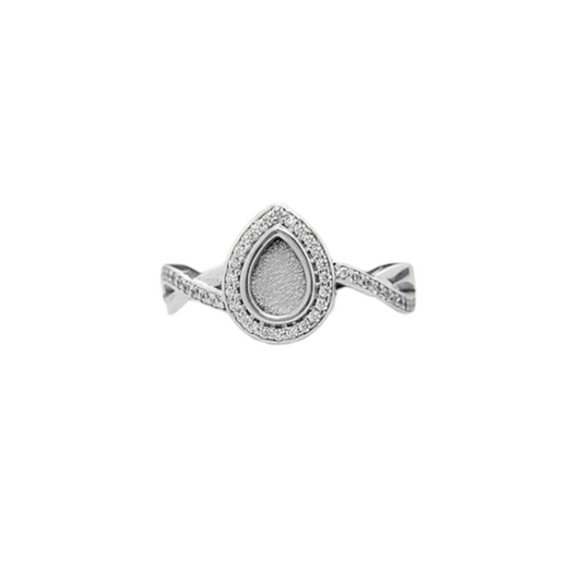 Criss Cross Full CZ Pear Ring Angel's Memorial Jewellery Ashes, Hair, Fur