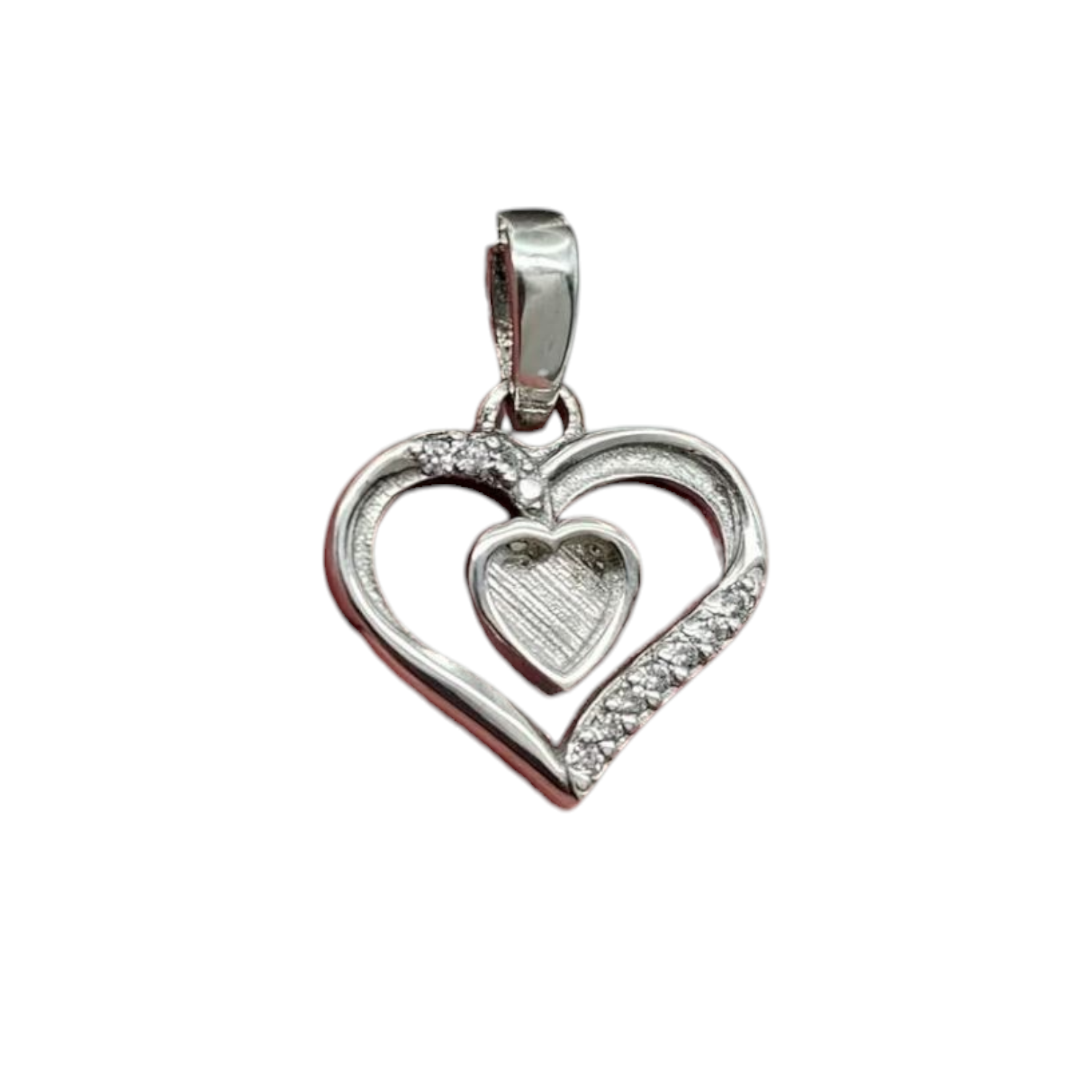Crystal Centre Heart Bezel Pendant Angel's Memorial Jewellery ashes hair fur