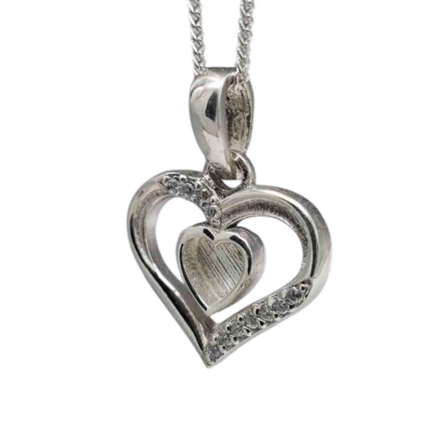 Crystal Centre Heart Bezel Pendant Angel's Memorial Jewellery ashes hair fur