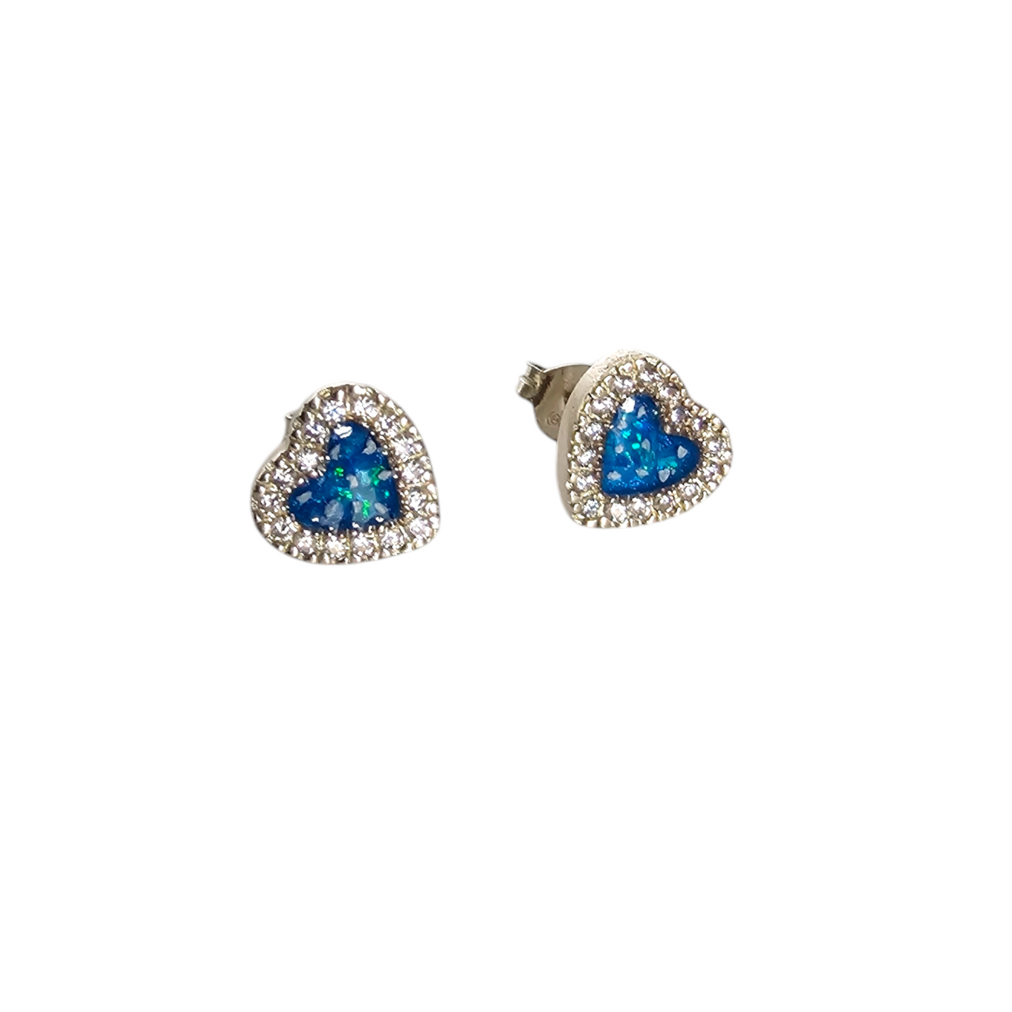 Cz Heart Stud Earrings Angel's Memorial Jewellery Ashes Fur Hair Breastmilk