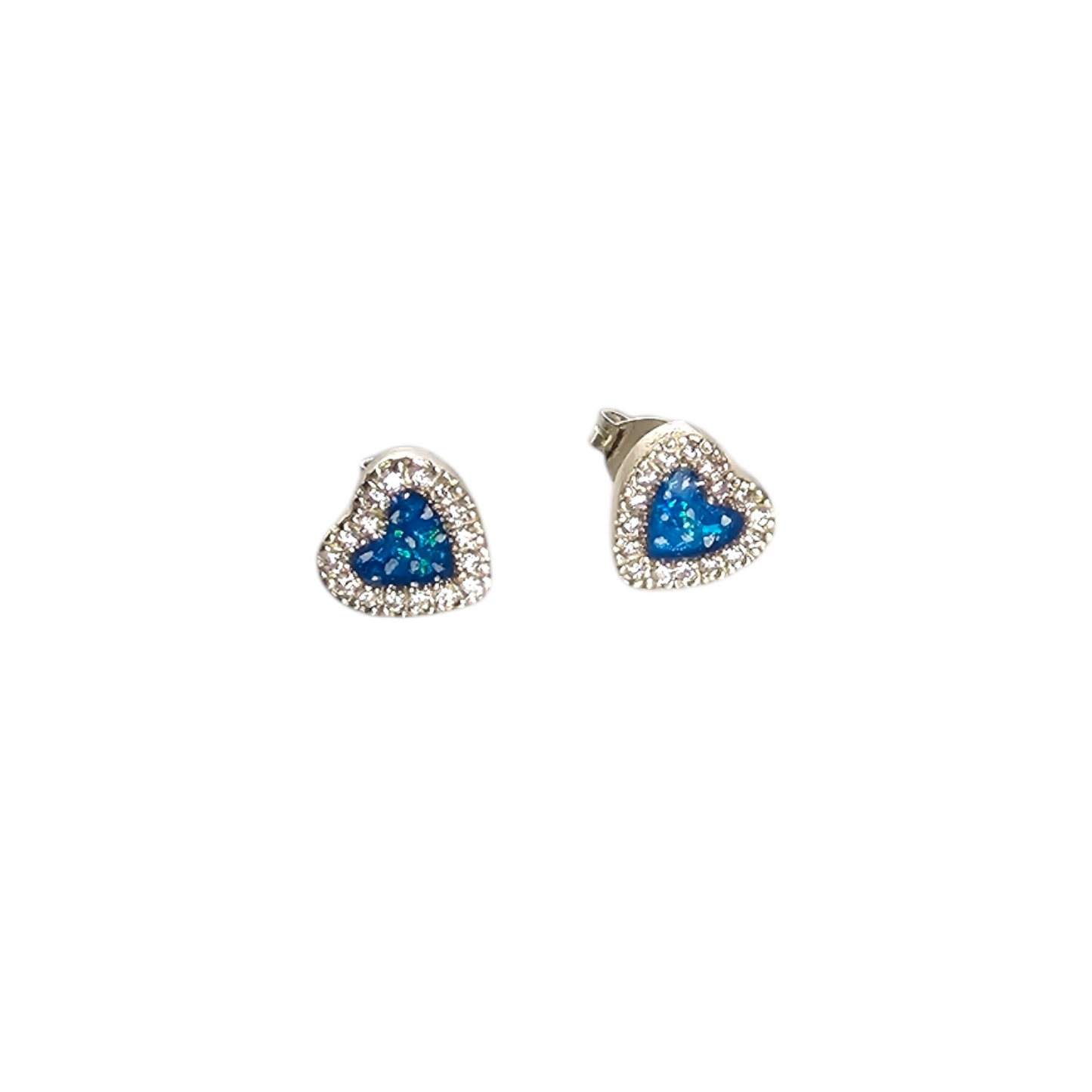 Cz Heart Stud Earrings Angel's Memorial Jewellery Ashes Fur Hair Breastmilk