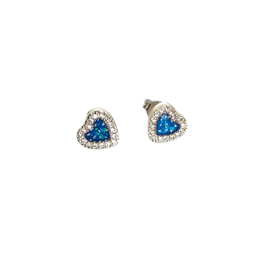 Cz Heart Stud Earrings Angel's Memorial Jewellery Ashes Fur Hair Breastmilk