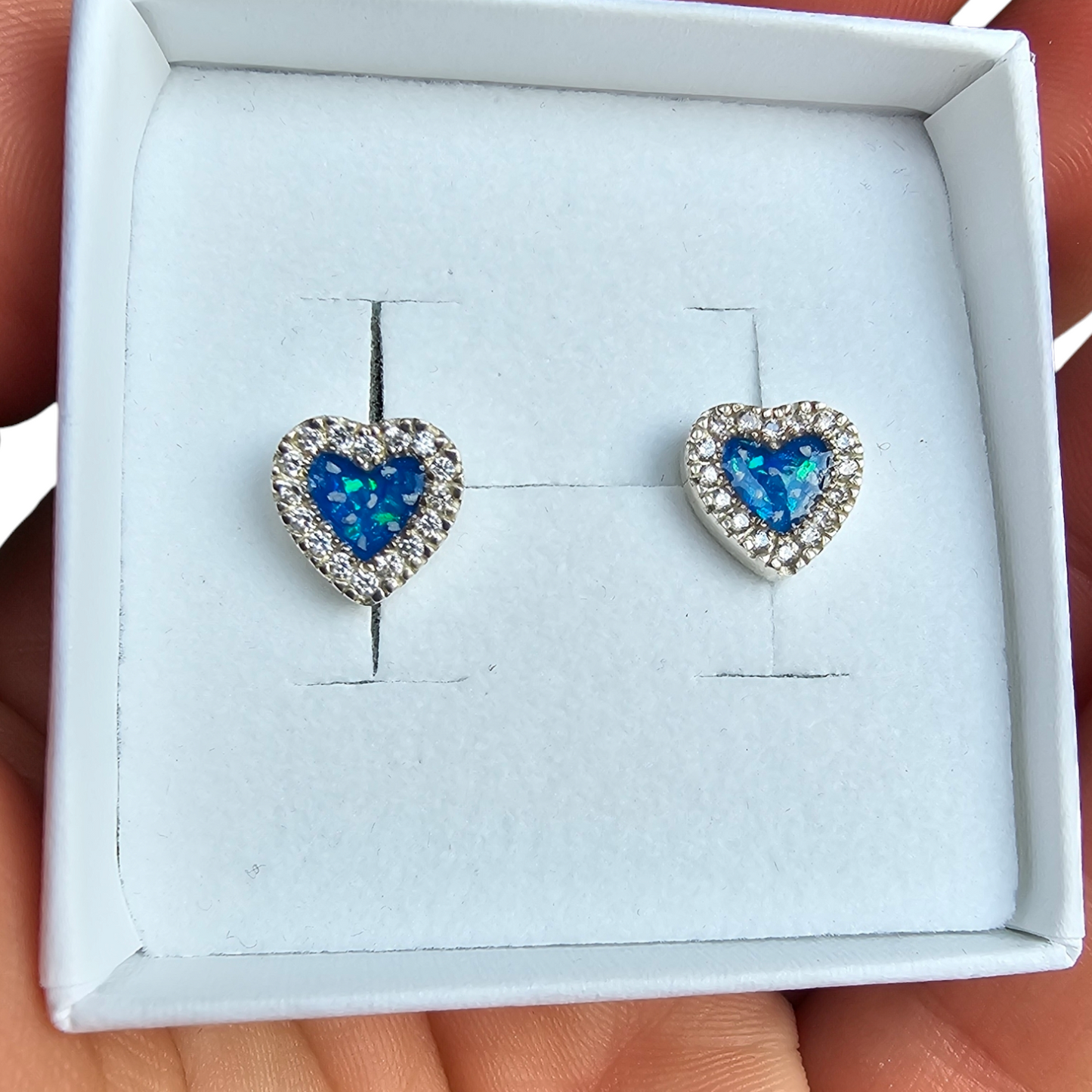 Cz Heart Stud Earrings Angel's Memorial Jewellery Ashes Fur Hair Breastmilk