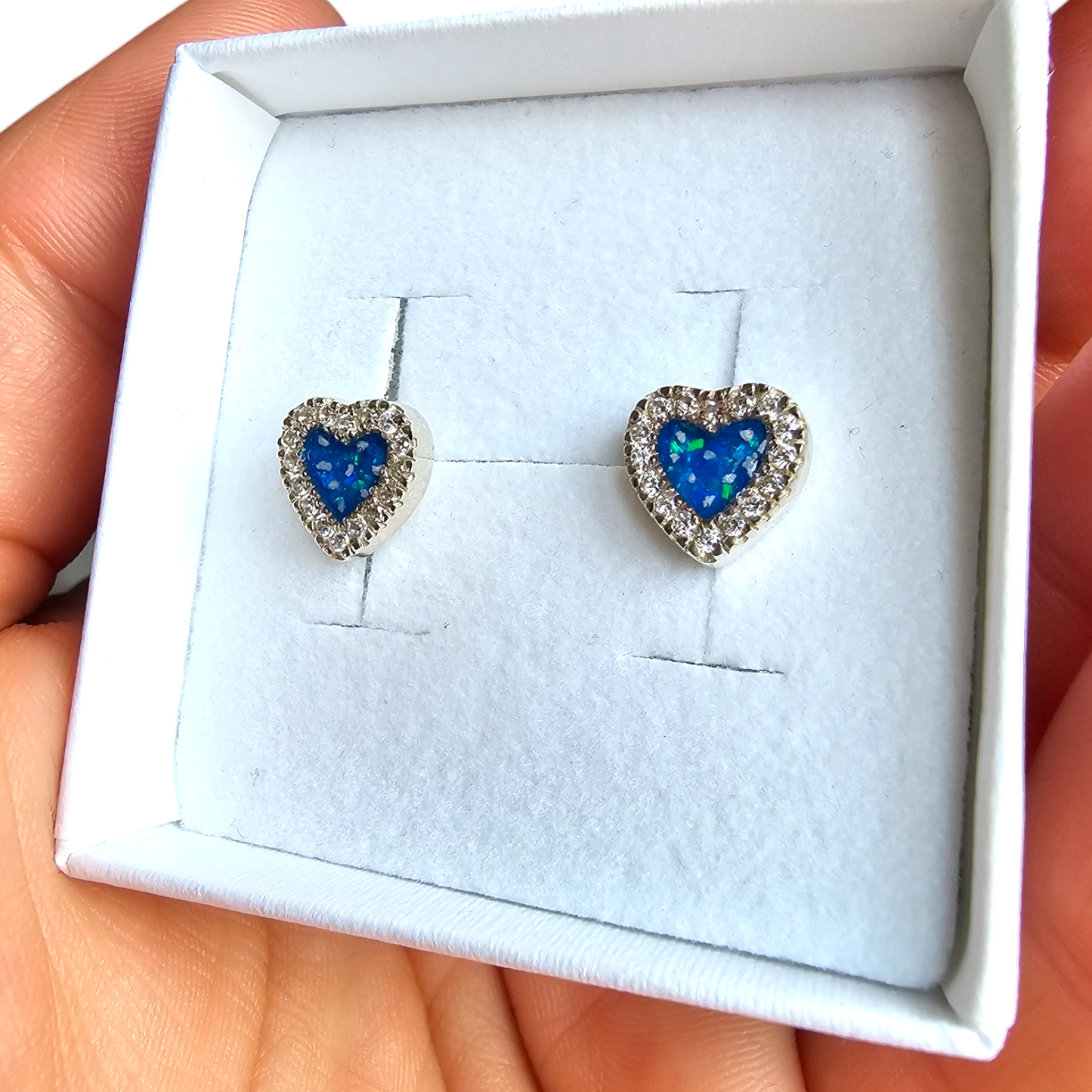 Cz Heart Stud Earrings Angel's Memorial Jewellery Ashes Fur Hair Breastmilk