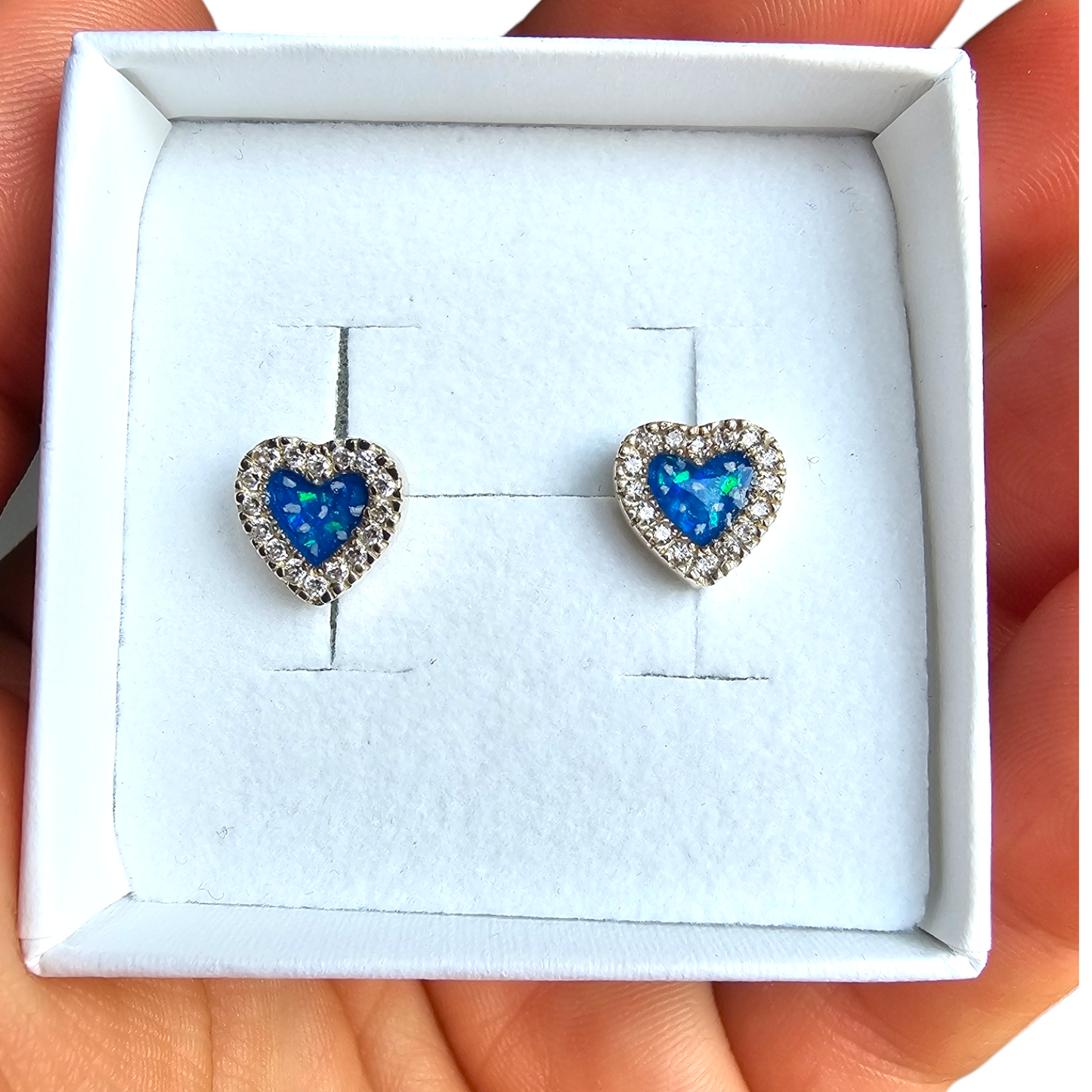 Cz Heart Stud Earrings Angel's Memorial Jewellery Ashes Fur Hair Breastmilk