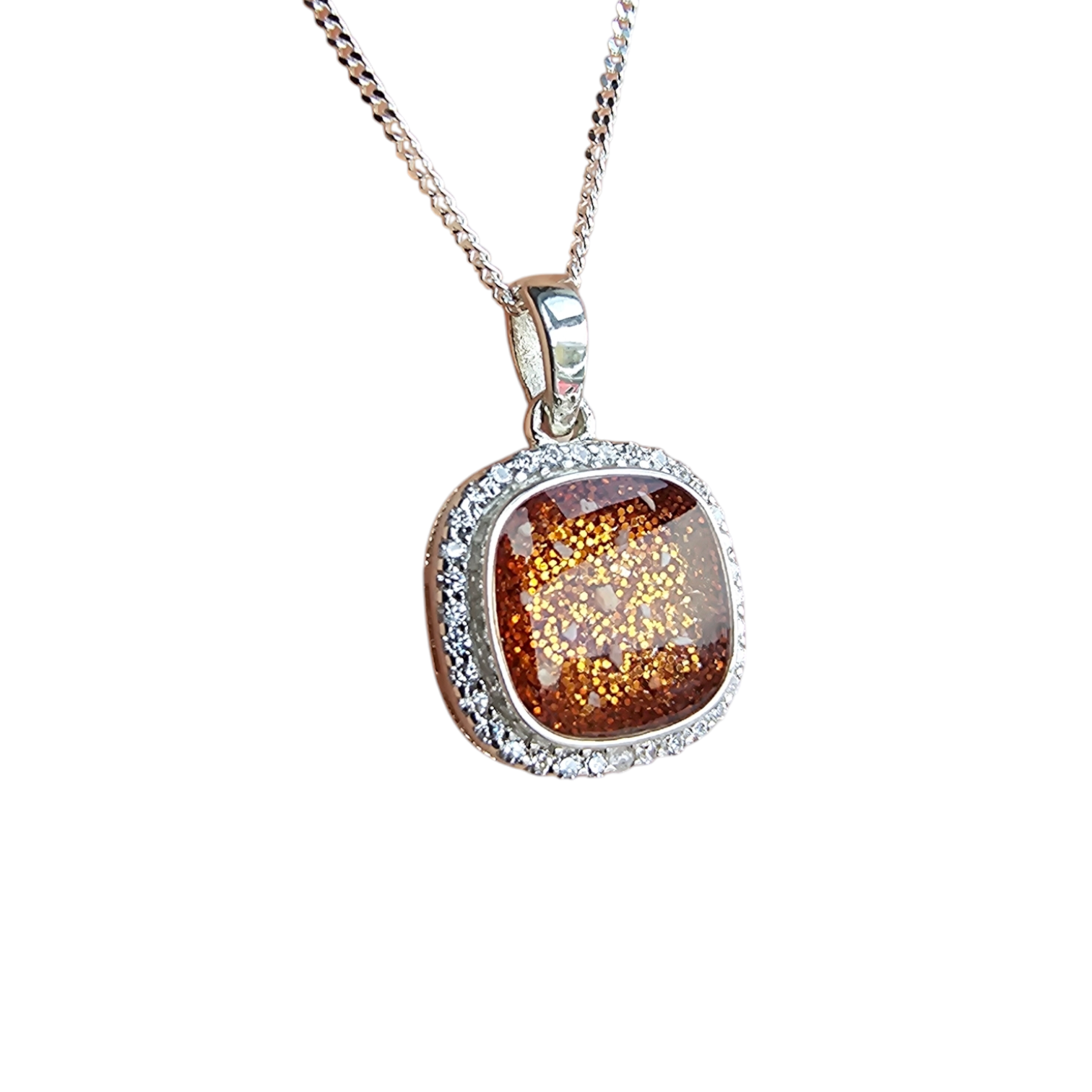 Cz Square Cushion Pendant Angel's Memorial Jewellery ashes hair fur breastmilk