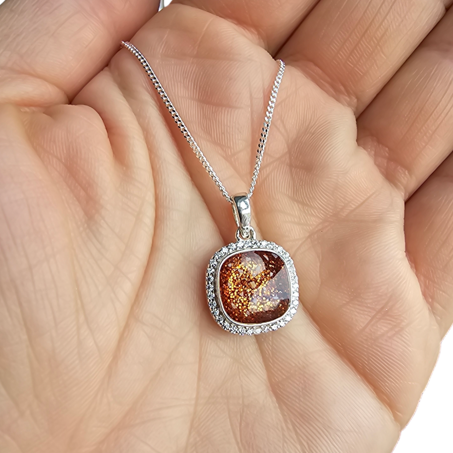 Cz Square Cushion Pendant Angel's Memorial Jewellery ashes hair fur breastmilk