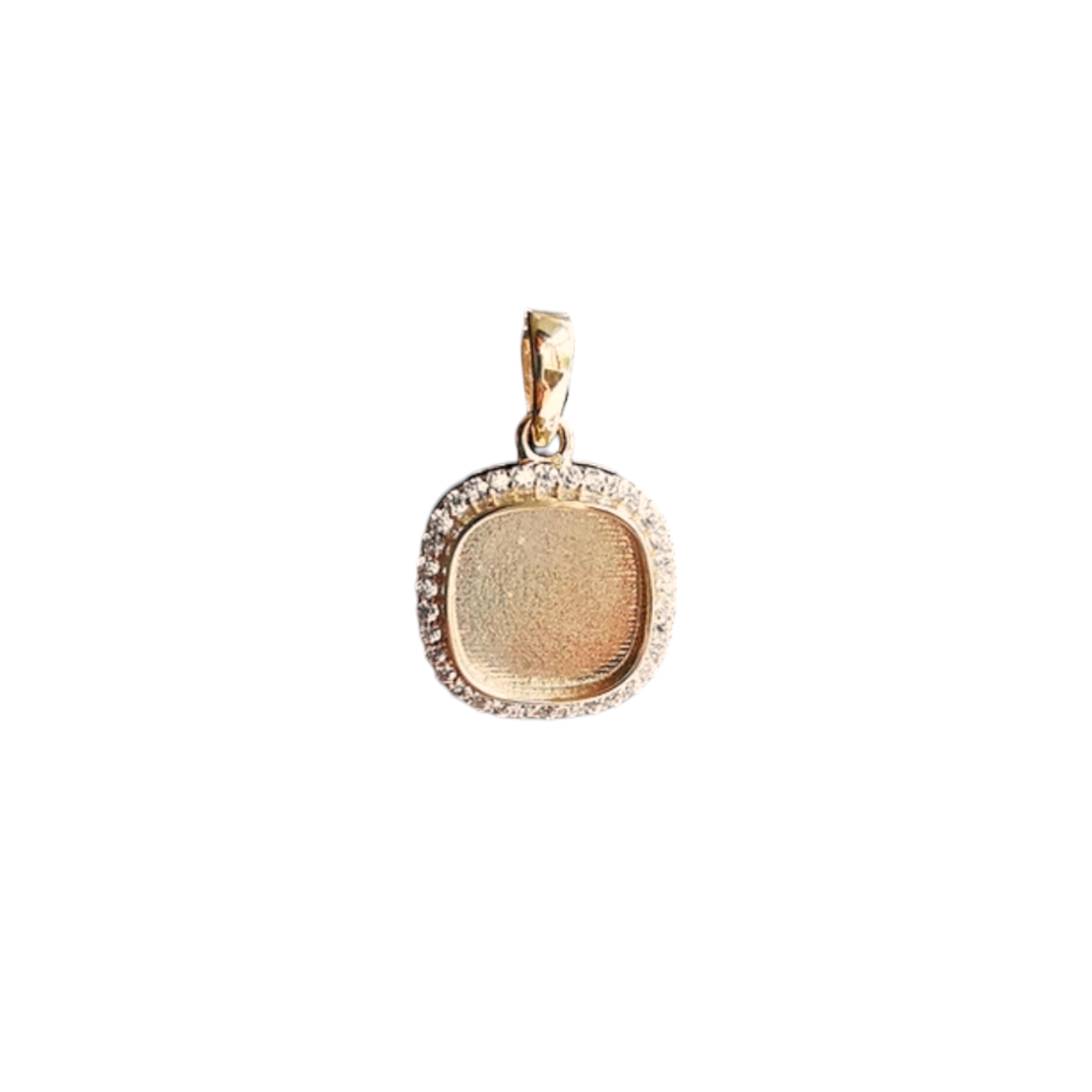 Gold Cz Square Cushion Pendant Angel's Memorial Jewellery ashes hair fur