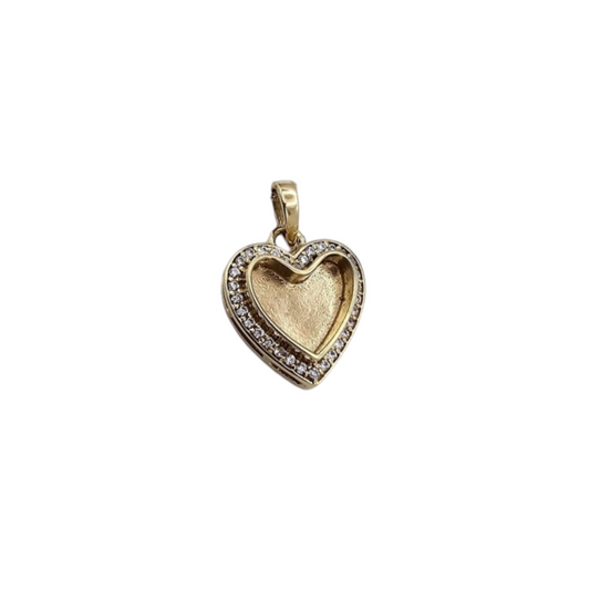Gold Cz Heart Pendant Angel's Memorial Jewellery ashes fur hair