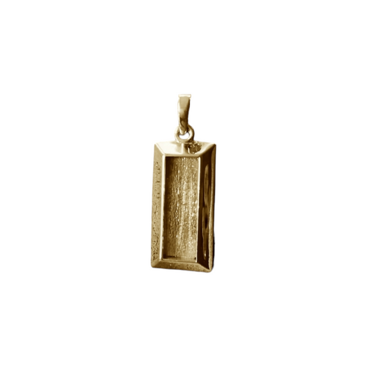 Gold Gents 3d Gold Bar Pendant Angel's Memorial Jewellery ashes fur hair