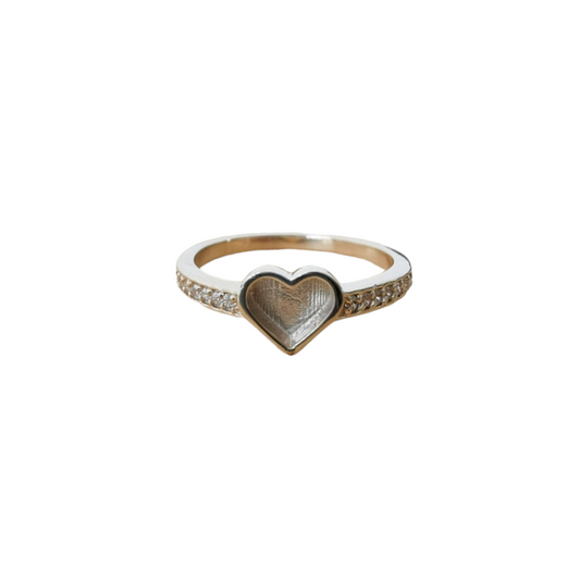 Gold Heart Multi Gem Ring Angel's Memorial Jewellery ashes fur hair