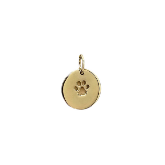  Gold Round Paw Print Solid Disc Pendant Angel's Memorial Jewellery ashes fur hair