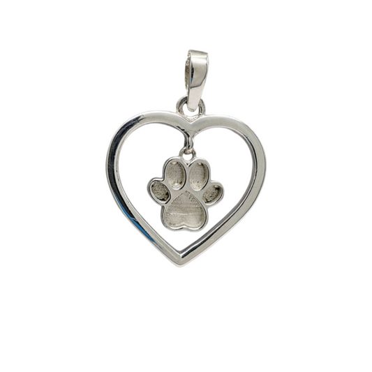 Heart Dangle Paw 20mm Pendant Angel's Memorial Jewellery ashes hair fur