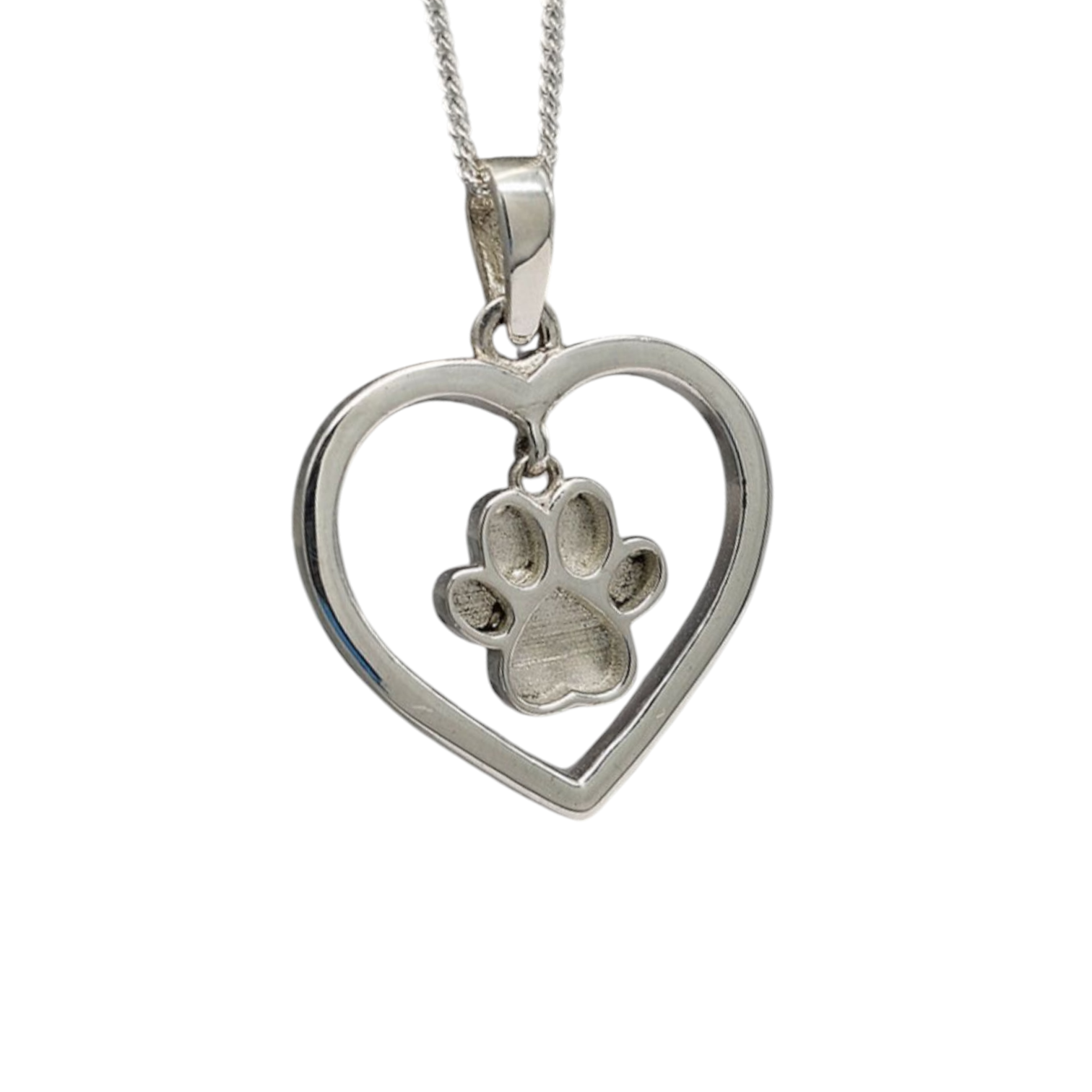 Heart Dangle Paw 20mm Pendant Angel's Memorial Jewellery ashes hair fur
