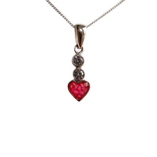Heart Double CZ Drop Pendant Angel's Memorial Jewellery