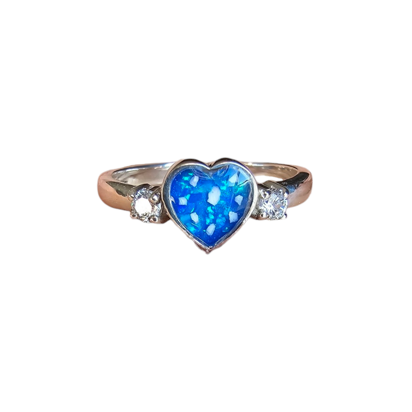 Heart Double Gem Ring Angel's Memorial Jewellery Ashes, hair, fur