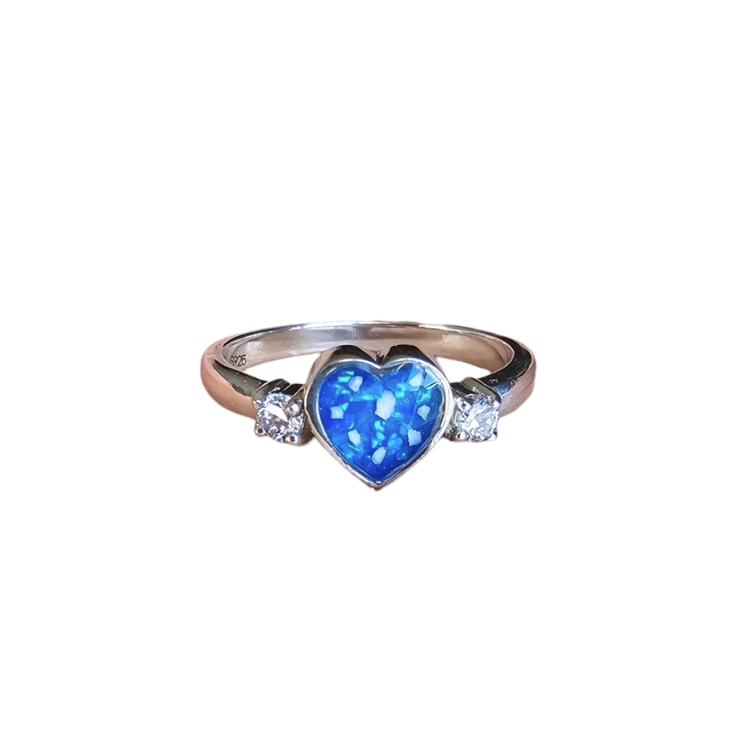 Heart Double Gem Ring Angel's Memorial Jewellery Ashes, hair, fur