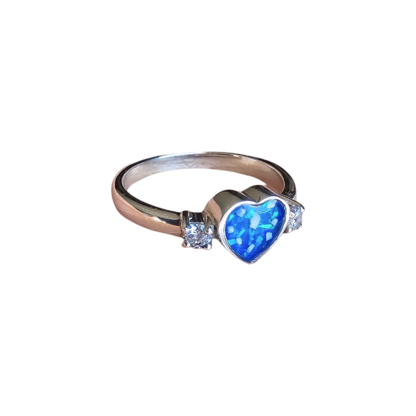Heart Double Gem Ring Angel's Memorial Jewellery Ashes, hair, fur