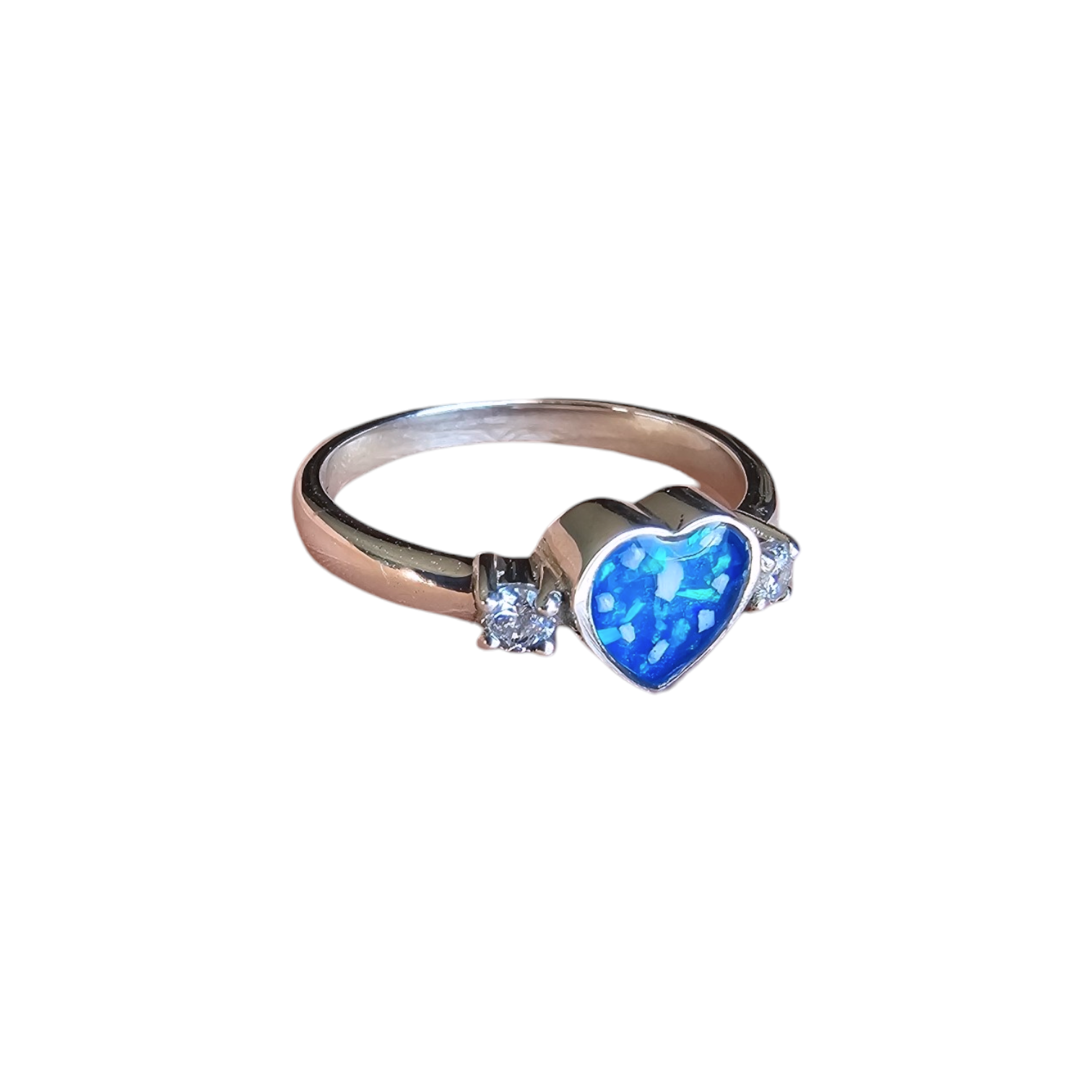 Heart Double Gem Ring Angel's Memorial Jewellery Ashes, hair, fur