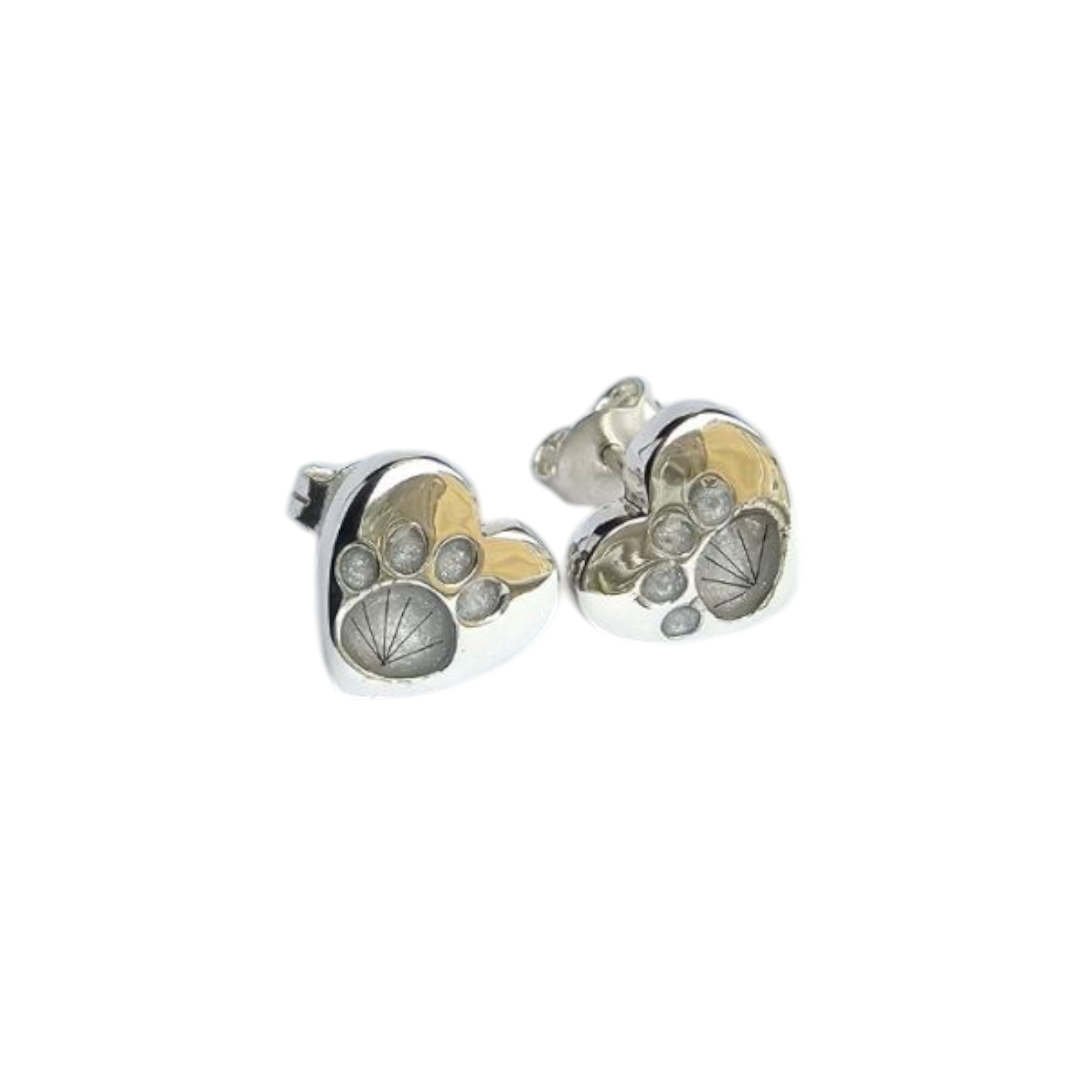 Heart Paw Stud Earrings Angel's Memorial Jewellery ashes hair fur