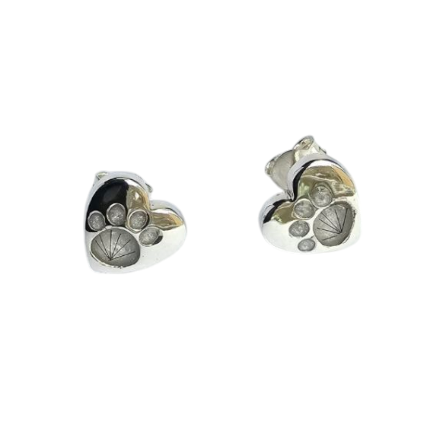 Heart Paw Stud Earrings Angel's Memorial Jewellery ashes hair fur