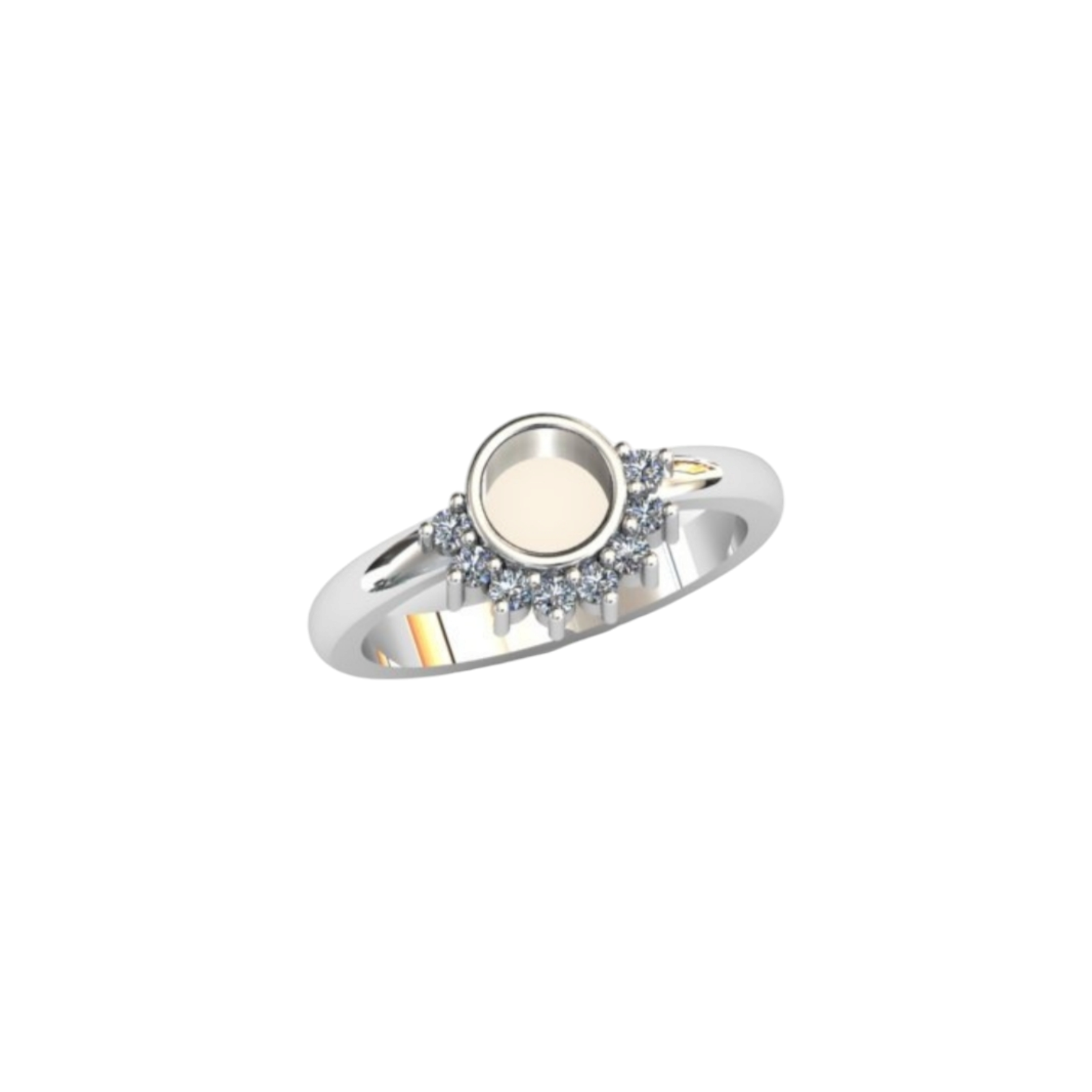 Round Half Cz Bezel Ring Angel's Memorial Jewellery ashes fur hair breastmilk