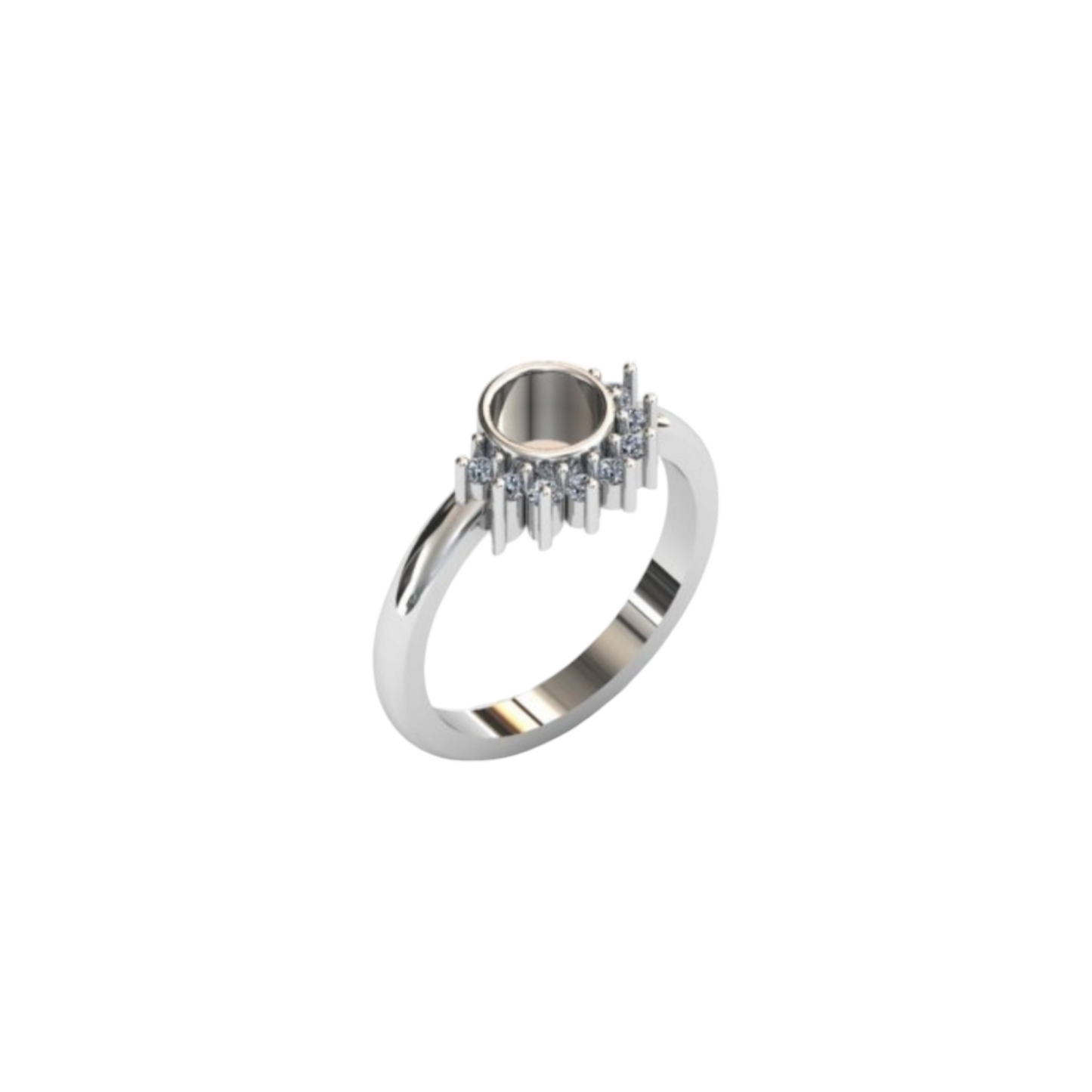 Round Half Cz Bezel Ring Angel's Memorial Jewellery ashes fur hair breastmilk