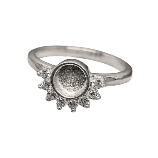 Round Half Cz Bezel Ring Angel's Memorial Jewellery ashes hair fur