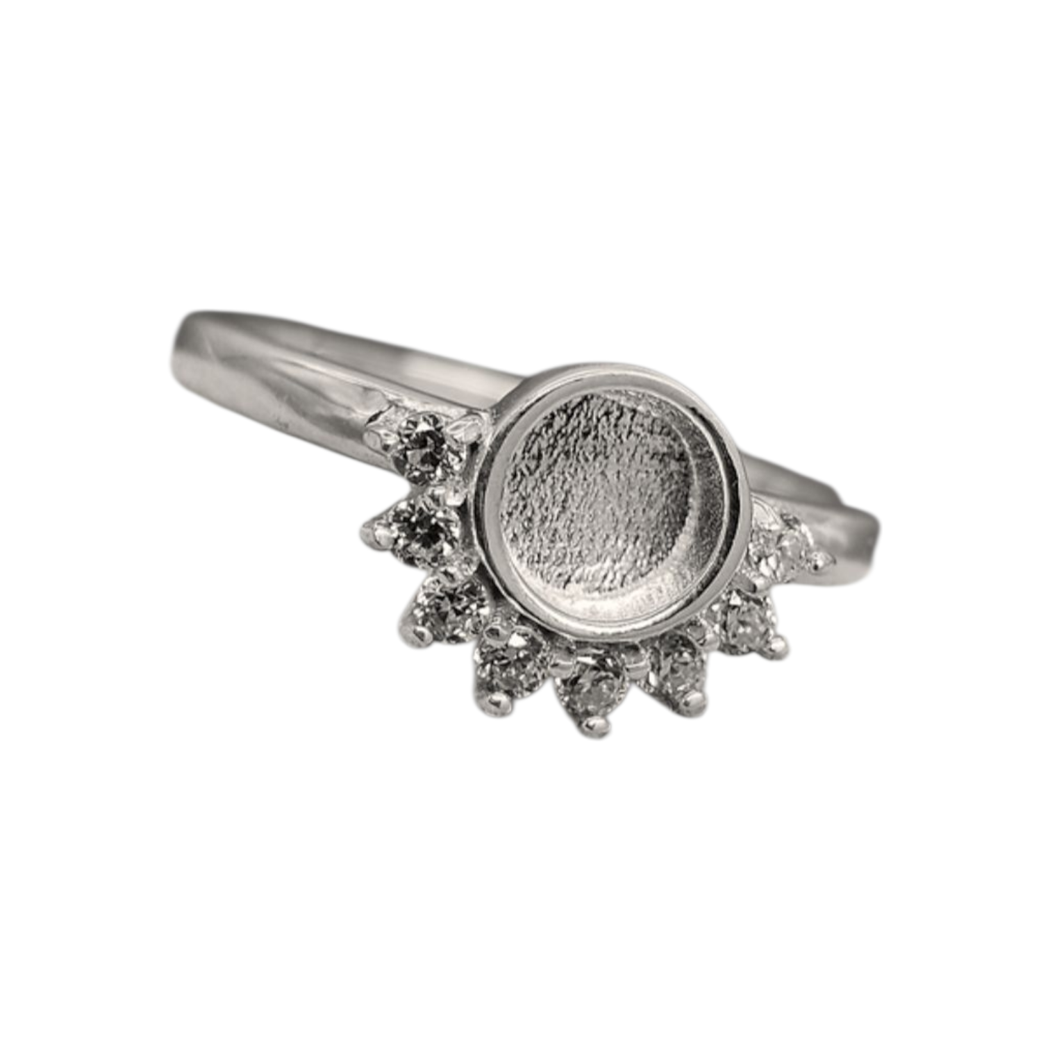 Round Half Cz Bezel Ring Angel's Memorial Jewellery ashes hair fur