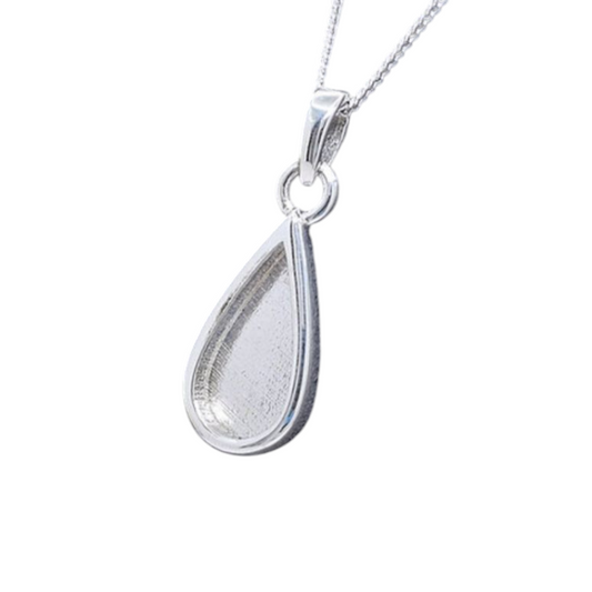 Small Thick Trim Teardrop Pendant Angel's Memorial Jewellery ashes hair fur