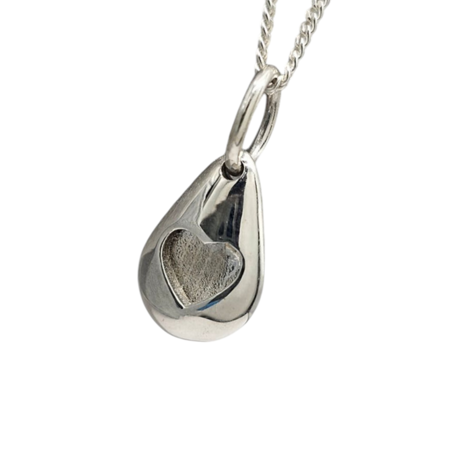  Solid 3d Pebble Heart Pendant Angel's Memorial Jewellery ashes hair fur
