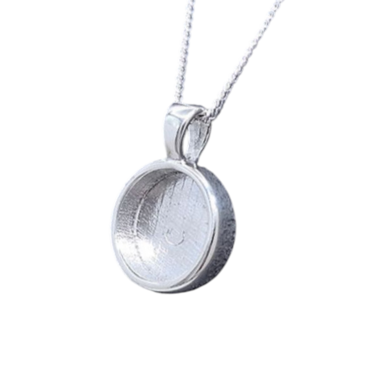 Thick Trim 12mm Fixed Bail Round Pendant Angel's Memorial Jewellery ashes hair fur