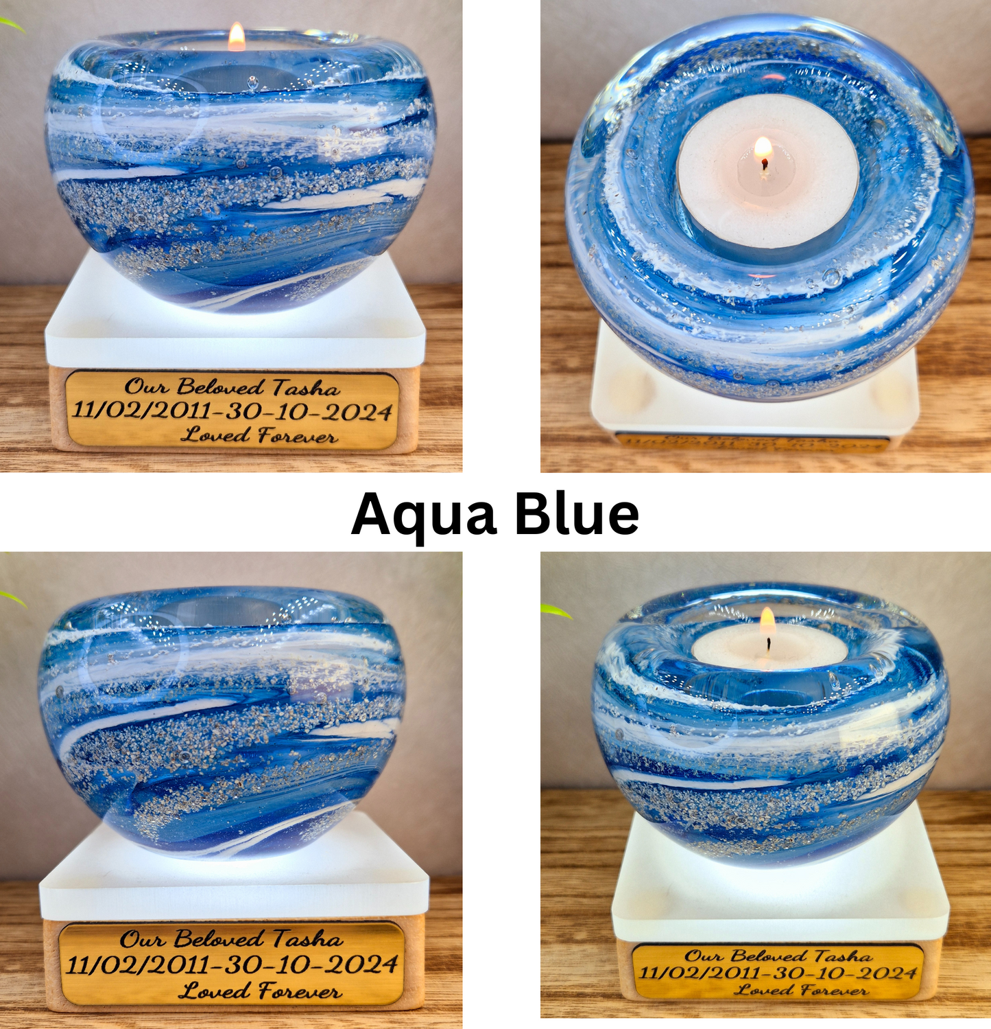 Ashes in glass memorial tealight