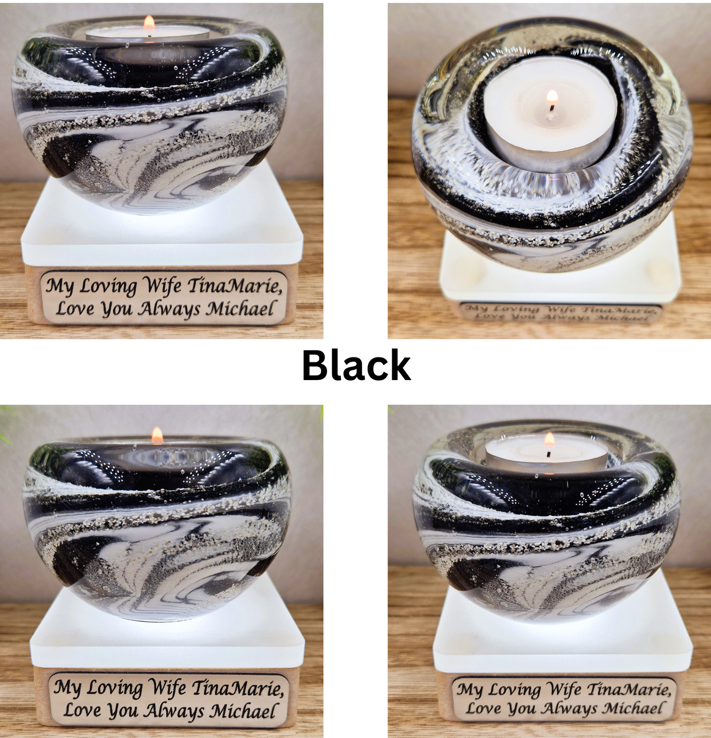 Ashes in glass memorial tealight
