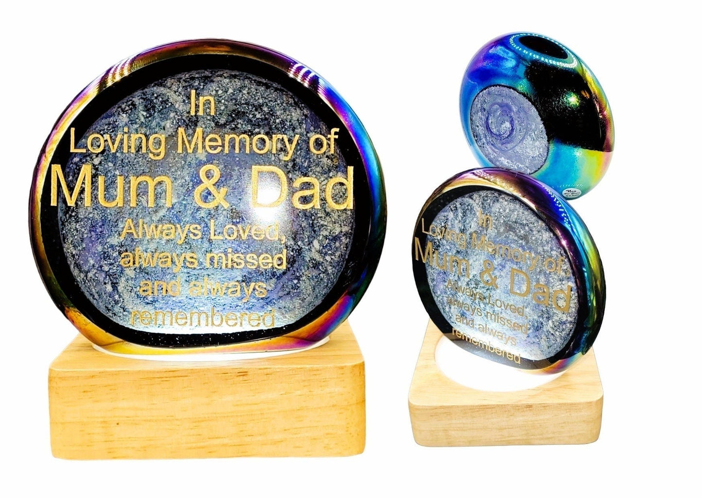 Ashes in glass memorial gift, sun catcher