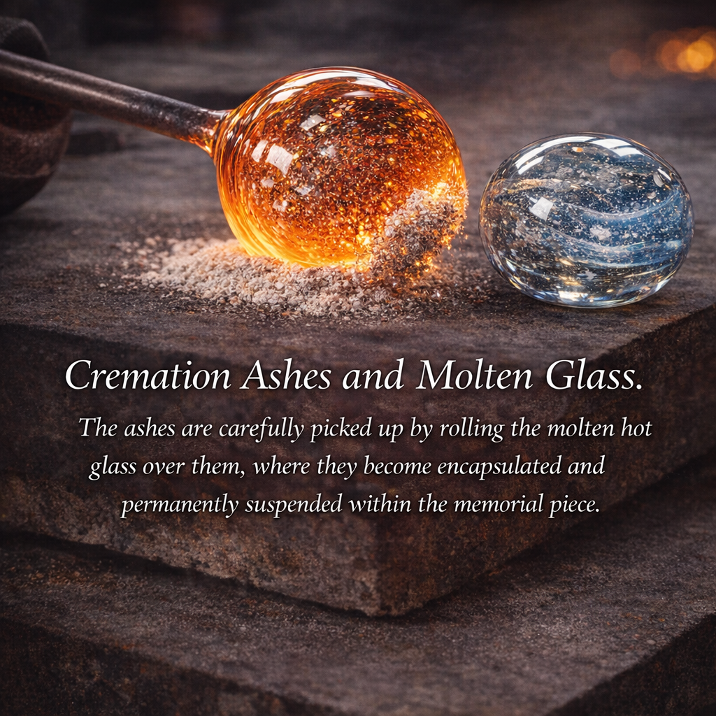 Ashes in glass large cremation apple/pear