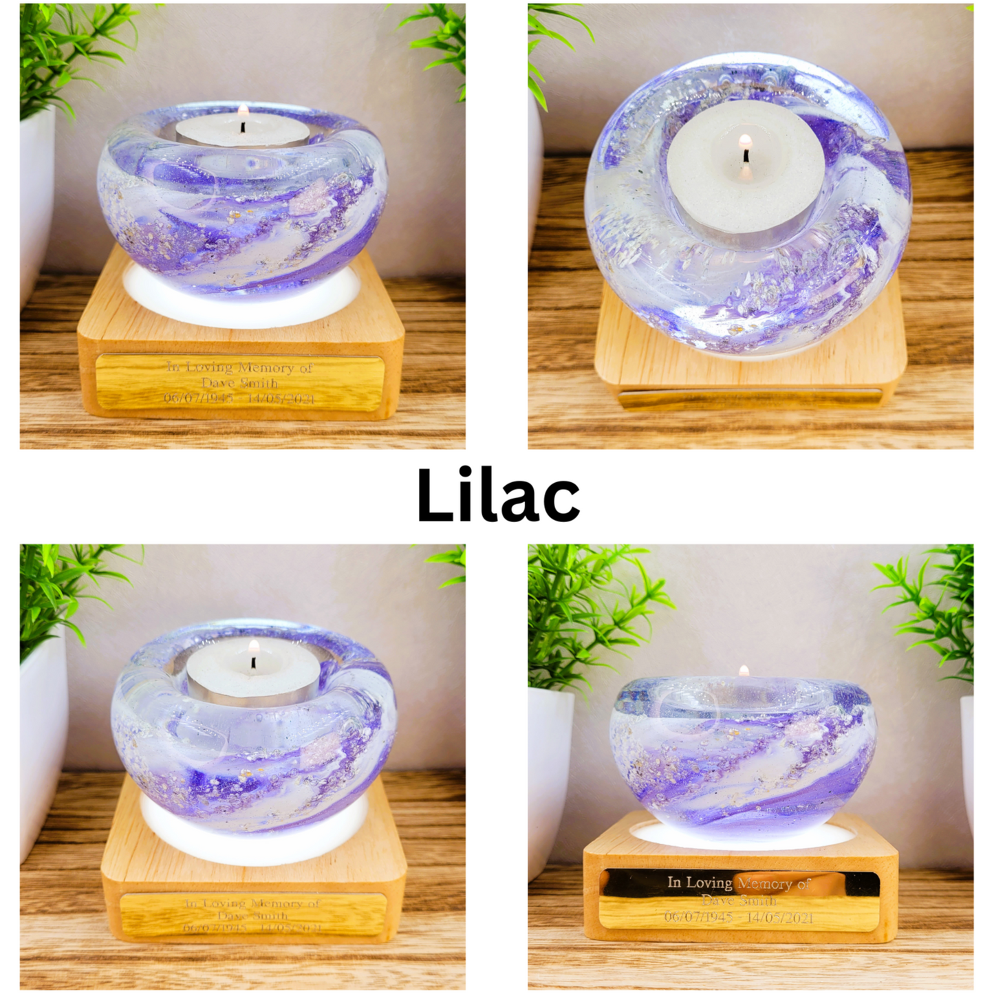 Ashes in glass memorial tealight