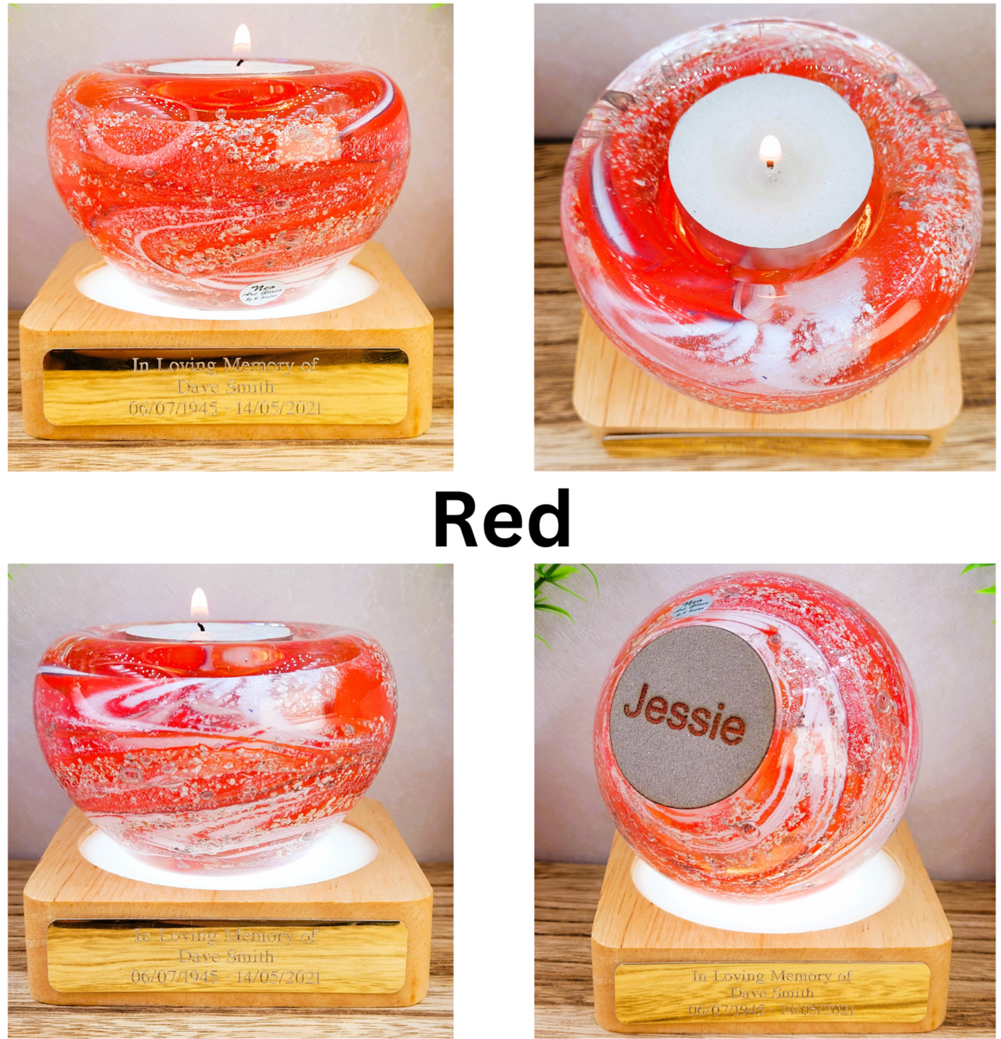 Ashes in glass memorial tealight