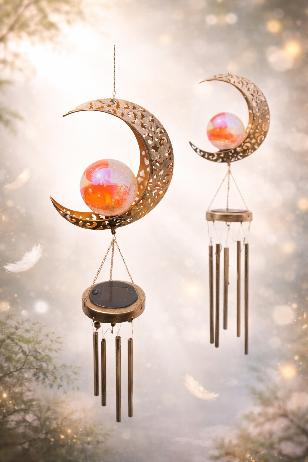 Ashes in glass windchime